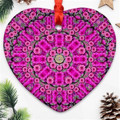 From The Sky Came Flowers In Calm Bohemian Peace Heart Ornament (two Sides)