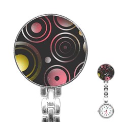 Circles Pinks Yellows Design Stainless Steel Nurses Watch by Pakrebo