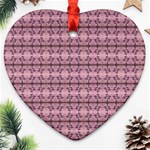 Cute Flowers Vine Pattern Pastel Coral Heart Ornament (Two Sides) Back