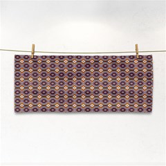 Ornate Oval Pattern Brown Blue Hand Towel by BrightVibesDesign