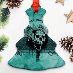 Awesome Skull With Wings Christmas Tree Ornament (two Sides) by FantasyWorld7