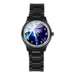 Abstract Architectural Design Architecture Building Stainless Steel Round Watch by Pakrebo