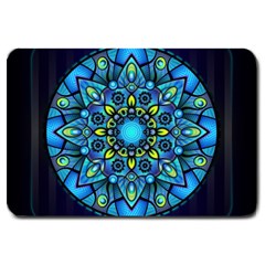 Mandala Blue Abstract Circle Large Doormat 