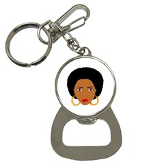 African American Woman With ?urly Hair Bottle Opener Key Chain by bumblebamboo