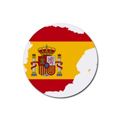 Spain Country Europe Flag Borders Rubber Round Coaster (4 Pack) 
