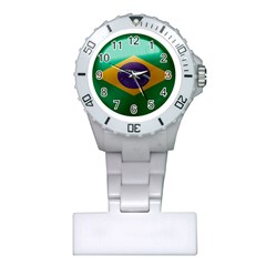 Brazil Flag Country Symbol Plastic Nurses Watch