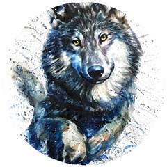 Gray Wolf - Forest King Wooden Puzzle Round by kot737