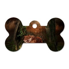 Awesome Wolf In The Darkness Of The Night Dog Tag Bone (two Sides) by FantasyWorld7