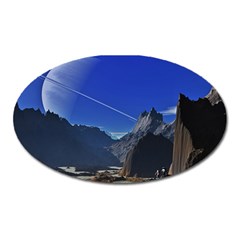 Saturn Landscape Mountains Oval Magnet by Simbadda