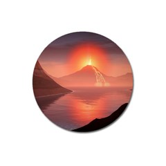 Volcano Lava Landscape Glow Lake Magnet 3  (round)