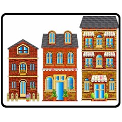 City Buildings Brick Architecture Double Sided Fleece Blanket (medium)  by Simbadda