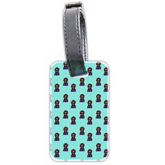 Nerdy 60s  Girl Pattern Aqua Luggage Tag (two Sides)