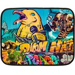 Graffiti Street Art Mountains Wall Double Sided Fleece Blanket (mini)  by Simbadda