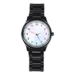 Pink Blue Blurry Pastel Watercolour Ombre Stainless Steel Round Watch by Lullaby