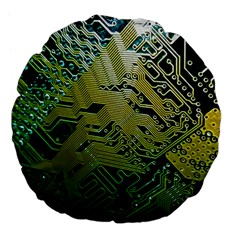 Laptop Computer Technology Leaf Line Green Biology Communication Electronics Illustration Informatio Large 18  Premium Flano Round Cushions by Vaneshart