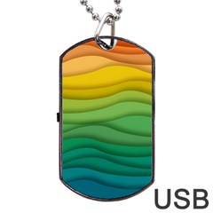Background Waves Wave Texture Dog Tag Usb Flash (one Side)