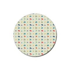 Clouds And Umbrellas Seasons Pattern Rubber Coaster (round) 