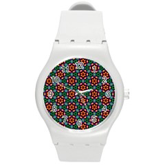 Pattern  Round Plastic Sport Watch (m) by Sobalvarro