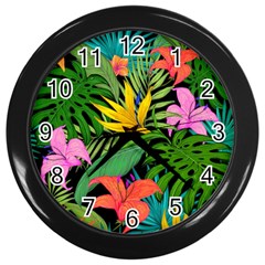 Tropical Greens Wall Clock (black) by Sobalvarro