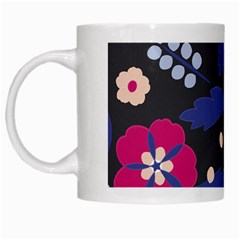 Vector Seamless Flower And Leaves Pattern White Mugs by Sobalvarro