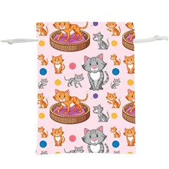 Cat Seamless Pattern  Lightweight Drawstring Pouch (xl) by Vaneshart
