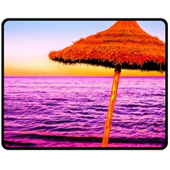 Pop Art Beach Umbrella  Double Sided Fleece Blanket (medium)  by essentialimage