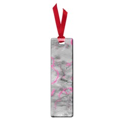 Marble Light Gray With Bright Magenta Pink Veins Texture Floor Background Retro Neon 80s Style Neon Colors Print Luxuous Real Marble Small Book Marks by genx