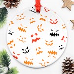 Pumpkin Faces Pattern Round Ornament (Two Sides) Back