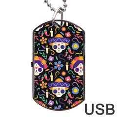 Dia De Los Muertos Dog Tag Usb Flash (two Sides) by Sobalvarro