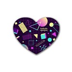 Retrowave Aesthetic vaporwave retro memphis pattern 80s design 3D geometric shapes Rubber Coaster (Heart)  Front