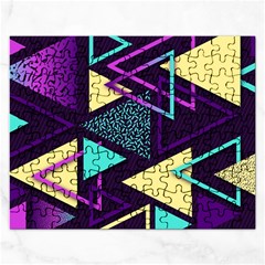Retrowave Aesthetic Vaporwave Retro Memphis Triangle Pattern 80s Yellow Turquoise Purple Rectangular Jigsaw Puzzl by genx