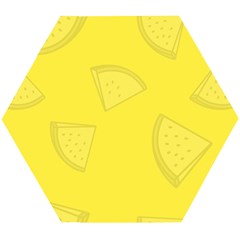 Yellow Pineapple Background Wooden Puzzle Hexagon by HermanTelo