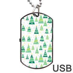 Christmas Tree Pattern Dog Tag Usb Flash (two Sides) by designsbymallika