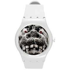 Monster Sculpture Extreme Close Up Illustration 2 Round Plastic Sport Watch (m) by dflcprintsclothing