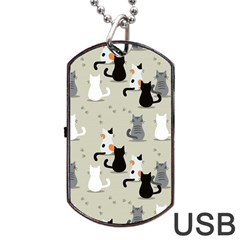Cute Cat Seamless Pattern Dog Tag Usb Flash (one Side) by Vaneshart