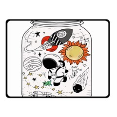 Astronaut Drawing Planet Double Sided Fleece Blanket (small)  by Wegoenart