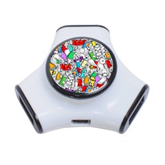 Graffiti Characters Seamless Pattern 3-port Usb Hub by Nexatart