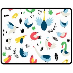 Vector Set Isolates With Cute Birds Scandinavian Style Double Sided Fleece Blanket (medium)  by Vaneshart