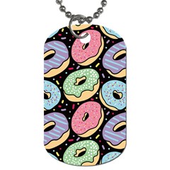 Colorful Donut Seamless Pattern On Black Vector Dog Tag (one Side) by Sobalvarro