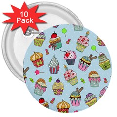 Cupcake Doodle Pattern 3  Buttons (10 Pack)  by Sobalvarro