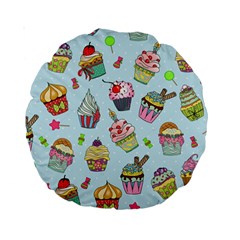 Cupcake Doodle Pattern Standard 15  Premium Round Cushions by Sobalvarro