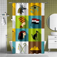 Egypt Travel Items Icons Set Flat Style Shower Curtain 48  X 72  (small)  by Wegoenart