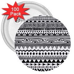 Boho Style Pattern 3  Buttons (100 Pack) 