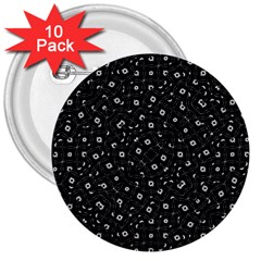 Black And White Intricate Geometric Print 3  Buttons (10 Pack)  by dflcprintsclothing