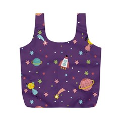 Space Travels Seamless Pattern Vector Cartoon Full Print Recycle Bag (m) by Vaneshart