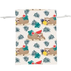 Cute Lazy Sloth Summer Fruit Seamless Pattern  Lightweight Drawstring Pouch (xl) by Vaneshart