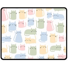 Cute Cat Colorful Cartoon Doodle Seamless Pattern Double Sided Fleece Blanket (medium) 