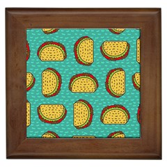 Taco Drawing Background Mexican Fast Food Pattern Framed Tile by BangZart