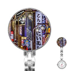 Shinjuku District Urban Night Scene, Tokyo Japan Stainless Steel Nurses Watch by dflcprintsclothing