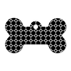Pattern Abstrait Ronds Noir Dog Tag Bone (one Side)